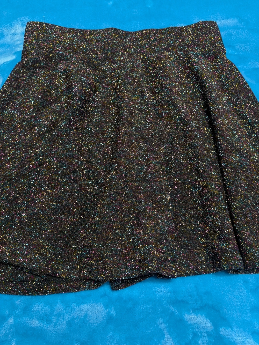 Black Glitter Circle Skirt with Multicolor Sparkle